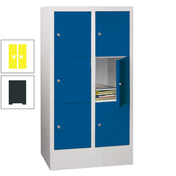 Schließfachschrank - 6 Fächer a 300 mm - 1.187x600x500 mm (HxBxT) - Sockel - Zylinderschloss - anthrazitgrau/zinkgelb RAL 1018 Zinkgelb | RAL 7016 Anthrazitgrau