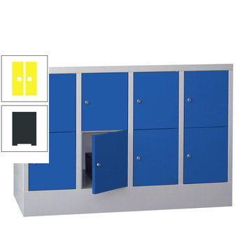 Schließfachschrank - 8 Fächer a 300 mm - 855x1.200x500 mm (HxBxT) - Sockel - Drehriegel - anthrazitgrau/zinkgelb RAL 1018 Zinkgelb | RAL 7016 Anthrazitgrau