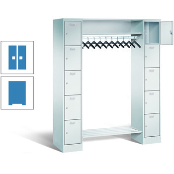 Schließfach-Garderobe - 10 Fächer a 300 mm - 1.950x1.500x500 mm (HxBxT) - Ablage 900 mm - Drehriegel - lichtblau RAL 5012 Lichtblau | RAL 5012 Lichtblau