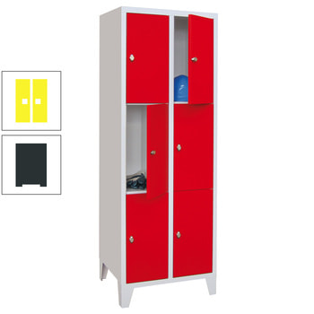 Schließfachschrank - 6 Fächer a 400 mm - 1.850x800x500 mm (HxBxT) - Füße - Zylinderschloss - anthrazitgrau/zinkgelb RAL 1018 Zinkgelb | RAL 7016 Anthrazitgrau