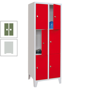 Schließfachschrank - 8 Fächer a 300 mm - 1.850x600x500 mm (HxBxT) - Füße - Drehriegel - lichtgrau/resedagrün RAL 6011 Resedagrün | RAL 7035 Lichtgrau