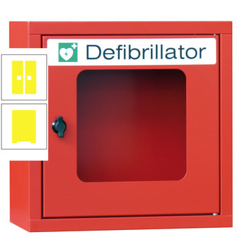 Defibrillatorenschrank - 400x400x220 mm (HxBxT) - Sichtfenster - zinkgelb RAL 1018 Zinkgelb | RAL 1018 Zinkgelb