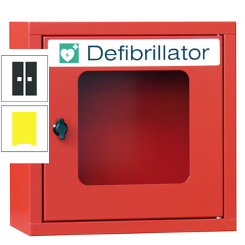 Defibrillatorenschrank - 400x400x220 mm (HxBxT) - Sichtfenster - zinkgelb/anthrazitgrau RAL 7016 Anthrazitgrau | RAL 1018 Zinkgelb