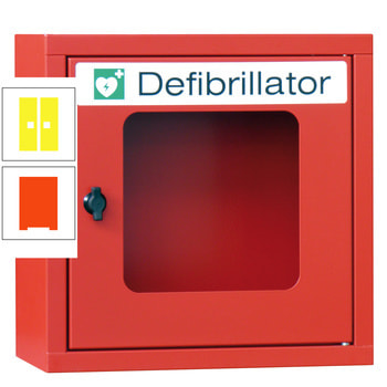Defibrillatorenschrank - 400x400x220 mm (HxBxT) - Sichtfenster - reinorange/zinkgelb RAL 1018 Zinkgelb | RAL 2004 Reinorange