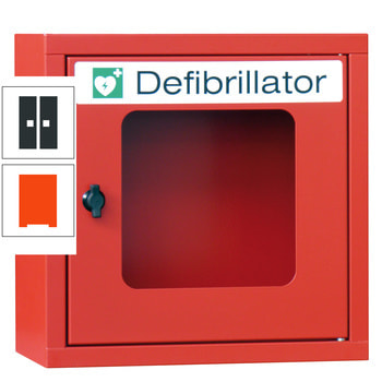 Defibrillatorenschrank - 400x400x220 mm (HxBxT) - Sichtfenster - reinorange/anthrazitgrau RAL 7016 Anthrazitgrau | RAL 2004 Reinorange