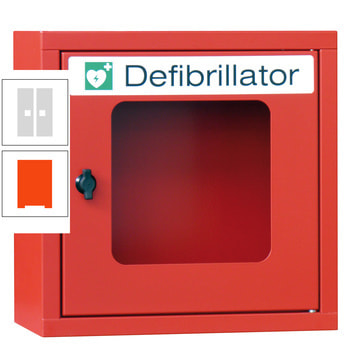 Defibrillatorenschrank - 400x400x220 mm (HxBxT) - Sichtfenster - reinorange/lichtgrau RAL 7035 Lichtgrau | RAL 2004 Reinorange