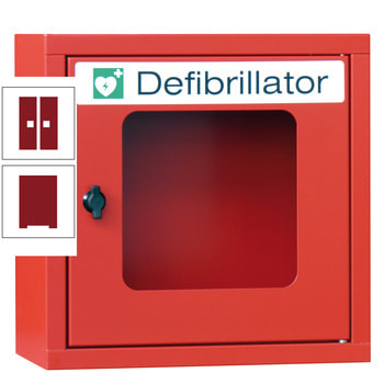 Defibrillatorenschrank - 400x400x220 mm (HxBxT) - Sichtfenster - rubinrot RAL 3003 Rubinrot | RAL 3003 Rubinrot
