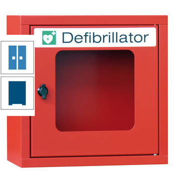 Defibrillatorenschrank - 400x400x220 mm (HxBxT) - Sichtfenster - enzianblau/lichtblau RAL 5012 Lichtblau | RAL 5010 Enzianblau