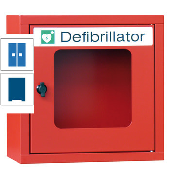 Defibrillatorenschrank - 400x400x220 mm (HxBxT) - Sichtfenster - enzianblau/himmelblau RAL 5015 Himmelblau | RAL 5010 Enzianblau