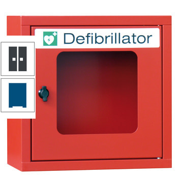 Defibrillatorenschrank - 400x400x220 mm (HxBxT) - Sichtfenster - enzianblau/anthrazitgrau RAL 7016 Anthrazitgrau | RAL 5010 Enzianblau