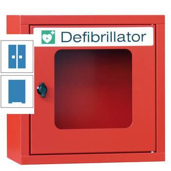 Defibrillatorenschrank - 400x400x220 mm (HxBxT) - Sichtfenster - lichtblau RAL 5012 Lichtblau | RAL 5012 Lichtblau