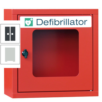 Defibrillatorenschrank - 400x400x220 mm (HxBxT) - Sichtfenster - lichtgrau/anthrazitgrau RAL 7016 Anthrazitgrau | RAL 7035 Lichtgrau