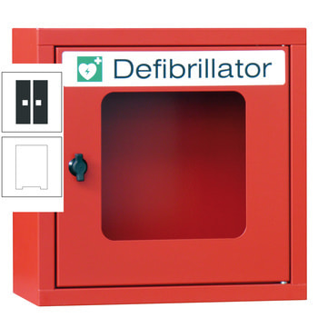 Defibrillatorenschrank - 400x400x220 mm (HxBxT) - Sichtfenster - reinweiß/anthrazitgrau RAL 7016 Anthrazitgrau | RAL 9010 Reinweiß