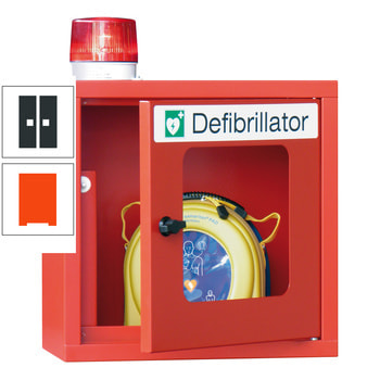 Defibrillatorenschrank mit akustischem und optischem Alarm - 490x400x220 mm (HxBxT) - Sichtfenster - reinorange/anthrazitgrau RAL 7016 Anthrazitgrau | RAL 2004 Reinorange
