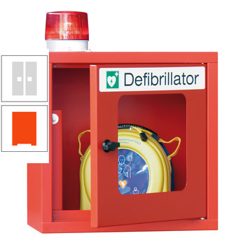 Defibrillatorenschrank mit akustischem und optischem Alarm - 490x400x220 mm (HxBxT) - Sichtfenster - reinorange/lichtgrau RAL 7035 Lichtgrau | RAL 2004 Reinorange