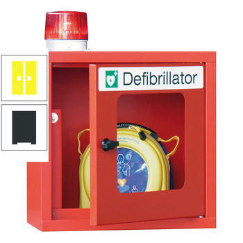 Defibrillatorenschrank mit akustischem und optischem Alarm - 490x400x220 mm (HxBxT) - Sichtfenster - anthrazitgrau/zinkgelb RAL 1018 Zinkgelb | RAL 7016 Anthrazitgrau
