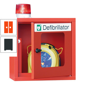 Defibrillatorenschrank mit akustischem und optischem Alarm - 490x400x220 mm (HxBxT) - Sichtfenster - anthrazitgrau/reinorange RAL 2004 Reinorange | RAL 7016 Anthrazitgrau