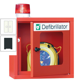 Defibrillatorenschrank mit akustischem und optischem Alarm - 490x400x220 mm (HxBxT) - Sichtfenster - anthrazitgrau/reinweiß RAL 9010 Reinweiß | RAL 7016 Anthrazitgrau