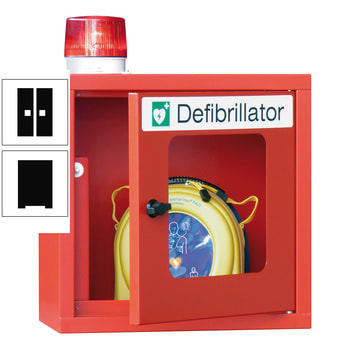 Defibrillatorenschrank mit akustischem und optischem Alarm - 490x400x220 mm (HxBxT) - Sichtfenster - tiefschwarz RAL 9005 Tiefschwarz | RAL 9005 Tiefschwarz
