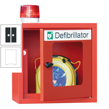 Defibrillatorenschrank mit akustischem und optischem Alarm - 490x400x220 mm (HxBxT) - Sichtfenster - reinweiß/anthrazitgrau RAL 7016 Anthrazitgrau | RAL 9010 Reinweiß
