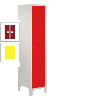 Wäschesammelschrank - 1.850 x 400 x 500 mm (HxBxT) - Füße - Drehriegel - zinkgelb/rubinrot RAL 3003 Rubinrot | RAL 1018 Zinkgelb