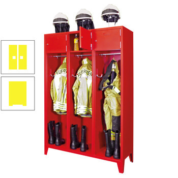 Feuerwehrschrank - 2 Abteile - Ablagefach mit Tür, Etikettenrahmen - 2.100 x 830 x 500 mm (HxBxT) - zinkgelb RAL 1018 Zinkgelb | RAL 1018 Zinkgelb