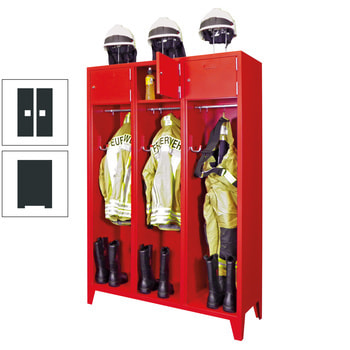 Feuerwehrschrank - 2 Abteile - Ablagefach mit Tür, Etikettenrahmen - 2.100 x 830 x 500 mm (HxBxT) - anthrazitgrau RAL 7016 Anthrazitgrau | RAL 7016 Anthrazitgrau