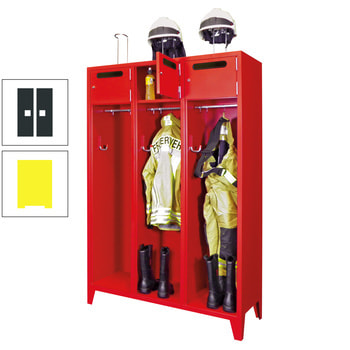 Feuerwehrschrank - 2 Abteile - Ablagefach mit Tür, Einwurfschlitz - 2.100 x 830 x 500 mm (HxBxT) - zinkgelb/anthrazitgrau RAL 7016 Anthrazitgrau | RAL 1018 Zinkgelb