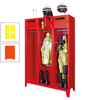 Feuerwehrschrank - 2 Abteile - Ablagefach mit Tür, Einwurfschlitz - 2.100 x 830 x 500 mm (HxBxT) - reinorange/zinkgelb RAL 1018 Zinkgelb | RAL 2004 Reinorange