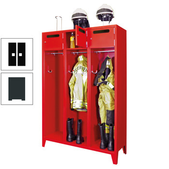 Feuerwehrschrank - 2 Abteile - Ablagefach mit Tür, Einwurfschlitz - 2.100 x 830 x 500 mm (HxBxT) - anthrazitgrau/tiefschwarz RAL 9005 Tiefschwarz | RAL 7016 Anthrazitgrau