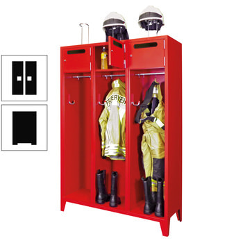 Feuerwehrschrank - 2 Abteile - Ablagefach mit Tür, Einwurfschlitz - 2.100 x 830 x 500 mm (HxBxT) - tiefschwarz RAL 9005 Tiefschwarz | RAL 9005 Tiefschwarz