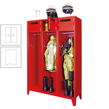 Feuerwehrschrank - 2 Abteile - Ablagefach mit Tür, Einwurfschlitz - 2.100 x 830 x 500 mm (HxBxT) - reinweiß RAL 9010 Reinweiß | RAL 9010 Reinweiß