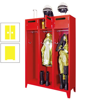 Feuerwehrschrank - 3 Abteile - Ablagefach mit Tür, Einwurfschlitz - 2.100 x 1.230 x 500 mm (HxBxT) - zinkgelb RAL 1018 Zinkgelb | RAL 1018 Zinkgelb