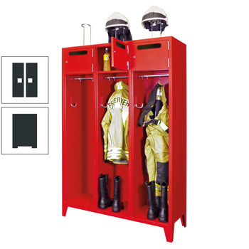 Feuerwehrschrank - 3 Abteile - Ablagefach mit Tür, Einwurfschlitz - 2.100 x 1.230 x 500 mm (HxBxT) - anthrazitgrau RAL 7016 Anthrazitgrau | RAL 7016 Anthrazitgrau