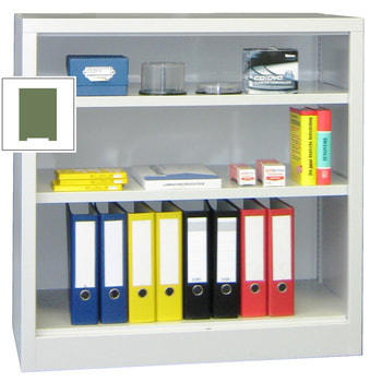 Büroschrank, Werkstattschrank, 2 Böden verzinkt, Stahl Materialschrank, Universalschrank - 1.000 x 1.000 x 400 mm (HxBxT) - resedagrün verzinkt | RAL 6011 Resedagrün