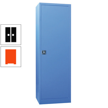 Flügeltürenschrank - Vollblechtür - 1.950x640x400 mm (HxBxT) - 4 Einlegeböden verzinkt - Zylinderschloss - reinorange/tiefschwarz RAL 9005 Tiefschwarz | RAL 2004 Reinorange