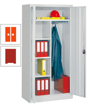 Universalschrank - Mitteltrennwand - 1.950x1.000x400 mm (HxBxT) - 3 Böden, verzinkt - feuerrot/reinorange RAL 2004 Reinorange | RAL 3000 Feuerrot