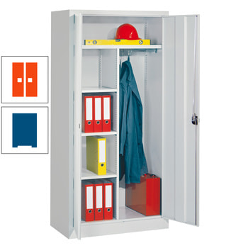 Universalschrank - Mitteltrennwand - 1.950x1.000x400 mm (HxBxT) - 3 Böden, pulverbeschichtet - enzianblau/reinorange RAL 2004 Reinorange | RAL 5010 Enzianblau