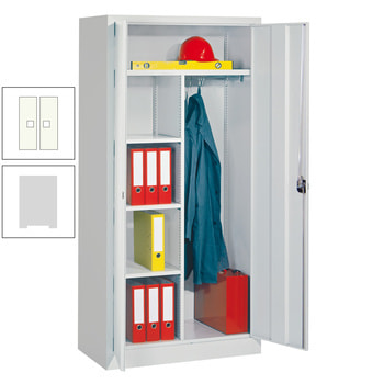 Universalschrank - Mitteltrennwand - 1.950x1.000x600 mm (HxBxT) - 3 Böden, pulverbeschichtet - lichtgrau/reinweiß RAL 9010 Reinweiß | RAL 7035 Lichtgrau