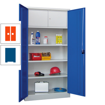 Universalschrank mit Wertfach - 1.950x1.000x400 mm (HxBxT) - 3 Böden, verzinkt - enzianblau/reinorange RAL 2004 Reinorange | RAL 5010 Enzianblau