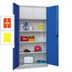 Beispielabbildung: Universalschrank, Korpus in Lichtgrau (RAL 7035) und Front in enzianblau (RAL 5010).