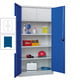 Beispielabbildung: Universalschrank, Korpus in Lichtgrau (RAL 7035) und Front in enzianblau (RAL 5010).