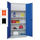 Beispielabbildung: Universalschrank, Korpus in Lichtgrau (RAL 7035) und Front in enzianblau (RAL 5010).