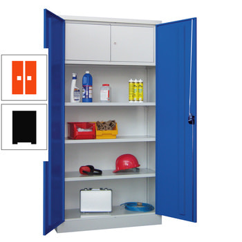 Universalschrank mit Wertfach - 1.950x1.000x500 mm (HxBxT) - 3 Böden, pulverbeschichtet - tiefschwarz/reinorange RAL 2004 Reinorange | RAL 9005 Tiefschwarz