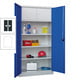 Beispielabbildung: Universalschrank, Korpus in Lichtgrau (RAL 7035) und Front in enzianblau (RAL 5010).