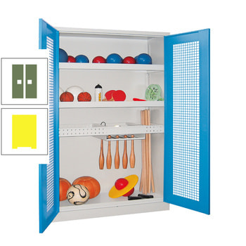 Sportschrank - Vollblechtüren - Variante 2 - 1.950x1.200x500 mm (HxBxT) - zinkgelb/resedagrün RAL 6011 Resedagrün | RAL 1018 Zinkgelb