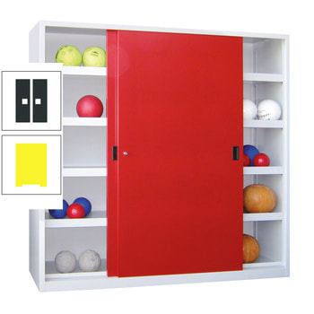 Ballschrank - Schiebetüren - 4 Böden - 1.950x1.000x600 mm (HxBxT) - zinkgelb/anthrazitgrau RAL 7016 Anthrazitgrau | RAL 1018 Zinkgelb