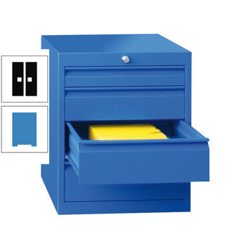 Werkzeug-Schubladenschrank - 600x500x600 mm (HxBxT) - 1 Schubladenreihe - 5x100 mm - Tragkraft 50 kg - lichtblau/tiefschwarz RAL 9005 Tiefschwarz | RAL 5012 Lichtblau