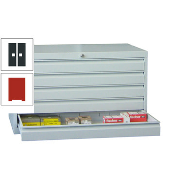 Werkzeug-Schubladenschrank - 600x1.023x600 mm (HxBxT) - 1 Schubladenreihe - 1x150 mm, 2x175 mm - Tragkraft 50 kg - feuerrot/anthrazitgrau RAL 7016 Anthrazitgrau | RAL 3000 Feuerrot