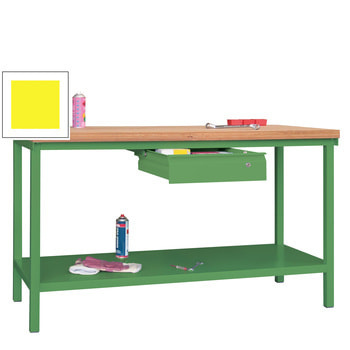 Beispielabbildung Werkbank mit Ablageboden, Schublade: hier in der resedagrünen Ausführung